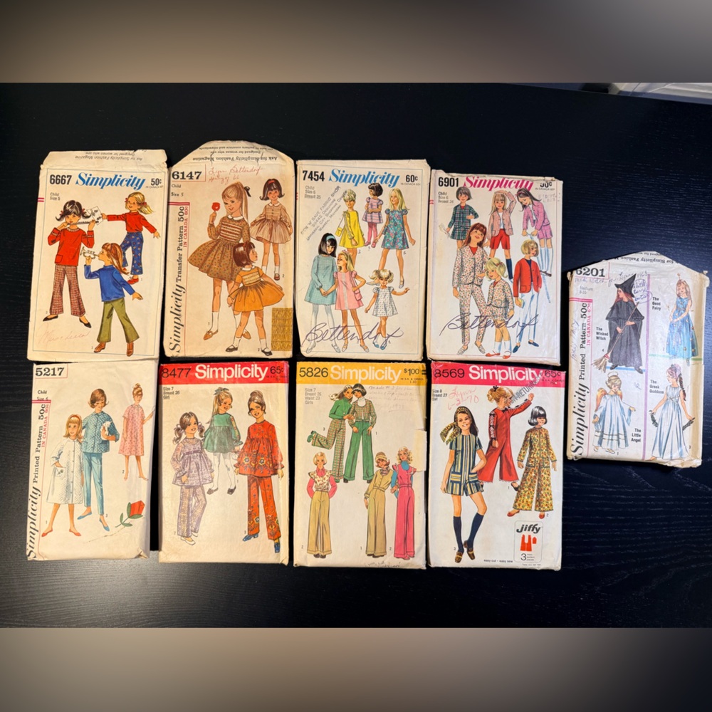 Vintage 1960s-1970s Simplicity Sewing Patterns Collection- Girls/Kids